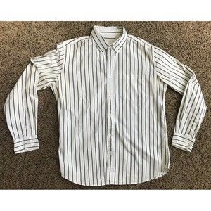 Haggar Striped Long Sleeve Dress Shirt, 100% Cotton, Size L